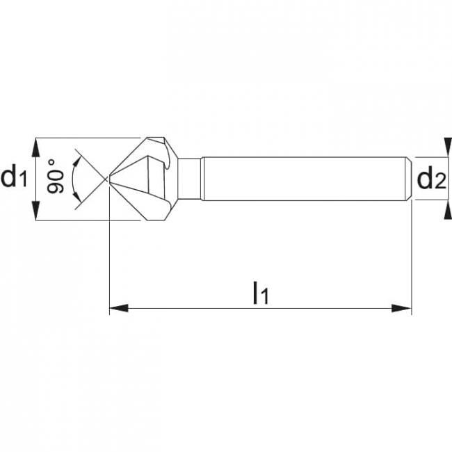 Foret, Fraise à chanfreiner, DIN335, C90°, HSS, 20,5 mm, Queue 10 mm Ruko